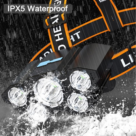 LATARKA CZOŁOWA WODOODPORNA LED USB na AKUMULATOR