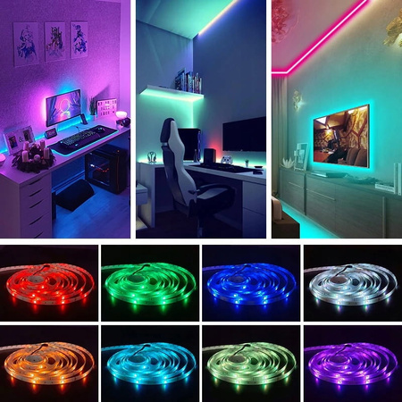 TAŚMA LED RGB USB 5050 5M WODOODPORNA 5V + PILOT