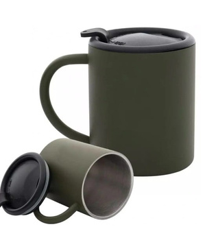 KUBEK STALOWY TERMICZNY ZAMYKANY 250 ML ZIELONY NA PODRÓŻ DO PRACY