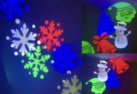 PRJEKTOR ŚWIĄTECZNY RZUTNIK LASEROWY LED NA DOM ŚNIEŻYNKI RGB WZORY