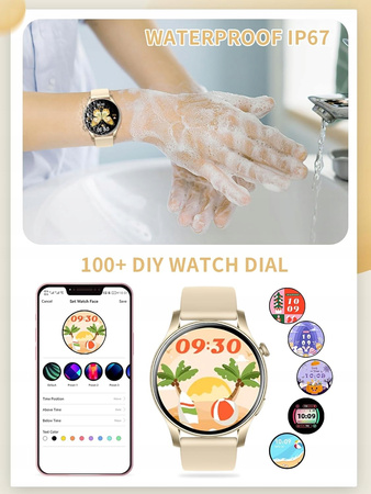 KOBIECY SMARTWATCH DLA DZIEWCZYNY PREZENT AMOLED BRANSOLETA SILIKON SMART