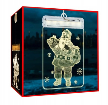 WITRAŻ led ŚWIĄTECZNY 3d na okno ozdoba lampki świąteczne Mikołaj OZDOBA