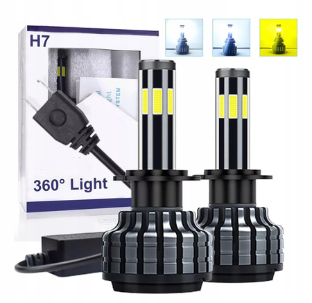 ZESTAW ŻARÓWEK H7 ŚNIEŻNOBIAŁE DO SAMOCHODU ŻARÓWKI LED