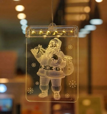 WITRAŻ led ŚWIĄTECZNY 3d na okno ozdoba lampki świąteczne Mikołaj OZDOBA