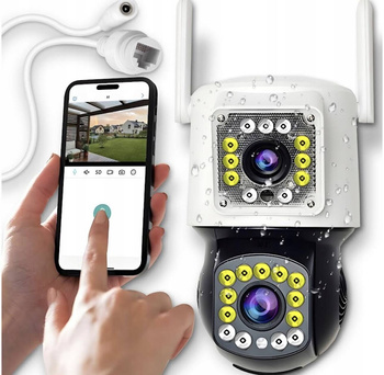PODWÓJNA KAMERA WIFI IP SMART ZEWNĘTRZNA OBROTOWA 4K 8MPX DETEKCJA ALARM