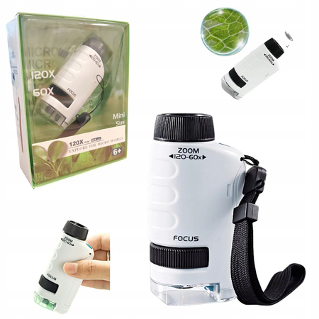 MIKROSKOP EDUKACYJNY DLA DZIECI 120X PRZENOŚNY NA PREZENT LED NAUKOWY COIL
