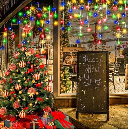 KURTYNA ŚWIETLNA 11M SOPLE 300 LED MULTI + FLASH sople hermetyczny kabel