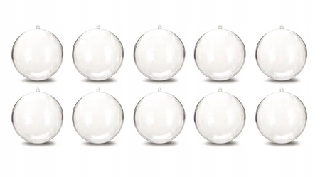 ZESTAW BOMBEK AKRYLOWYCH 10x OTWIERANE 8CM BOMBKI PRZEŹROCZYSTE