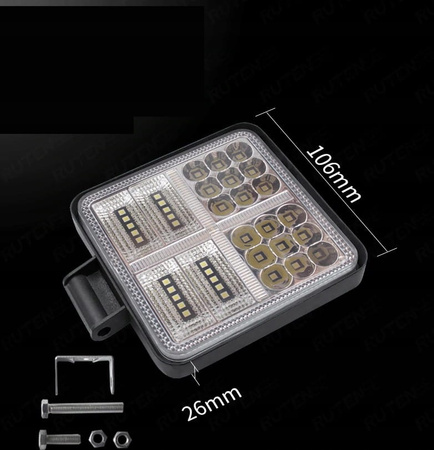 LAMPA ROBOCZA PANEL LED KWADRATOWY DO CIĘZARÓWKI CIĄGNIKA QUADA 177W