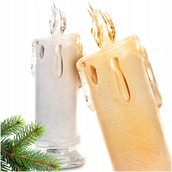 ŚWIECA LED WKŁAD DO ZNICZY ŚWIECZKA NA BATERIE 18CM CIEPŁY BROKATOWA