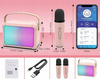 PRZENOSNY GŁOŚNIK BLUETOOH KARAOKE + 2 MIKOROFONY PANEL LED PODŚWIETLENIE