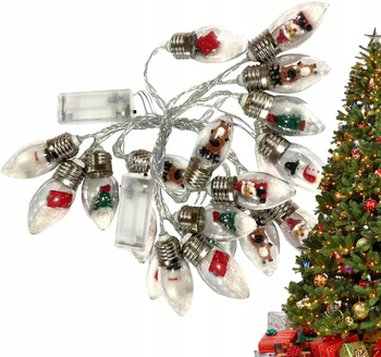 GIRLANDA ŚWIĄTECZNA ŻARÓWKI Z FIGURKAMI NA OKNO KURTYNA ŚWIETLNA ŚWIĘTA