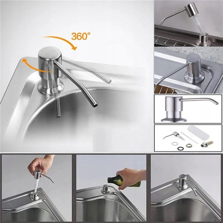 DOZOWNIK DO PŁYNU DO ZLEWOZMYWAKA DO MYDŁA SREBRNY