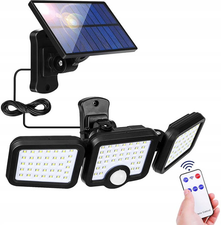 LAMPA SOLARNA OGRODOWA Z ODDZIELNYM PANELEM CZUJNIKAMI MOCNA 200W