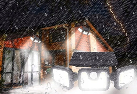 LAMPA SOLARNA OGRODOWA Z ODDZIELNYM PANELEM CZUJNIKAMI MOCNA 200W