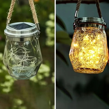 LAMPA SOLARNA SŁOIK ZAWIESZKA OGRODOWA BALKONOWA WISZĄCA LATARENKA KAGANEK