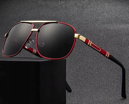 Okulary Przeciwsłoneczne Męskie PILOTKI UV400 KAT. UV 3 AVIATOR ETUI