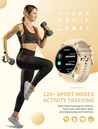 KOBIECY SMARTWATCH DLA DZIEWCZYNY PREZENT AMOLED BRANSOLETA SILIKON SMART
