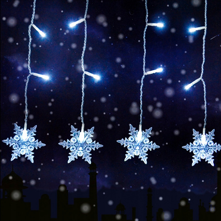 3,5M KURTYNA ŚWIETLNA ŚNIEŻYNKI LED LAMPKI ŚWIĄTECZNA GIRLANDA ZIMNA