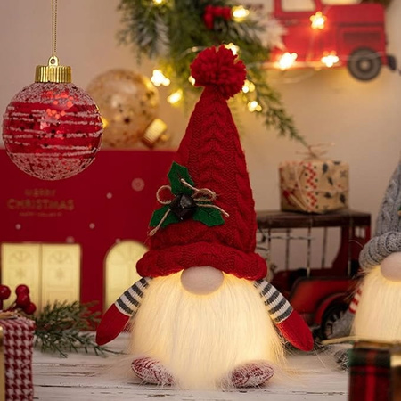 SKRZATY GNOMY ŚWIECĄCE LED POD CHOINKE PREZENT PARA SKRZAT Boże NARODZENIE