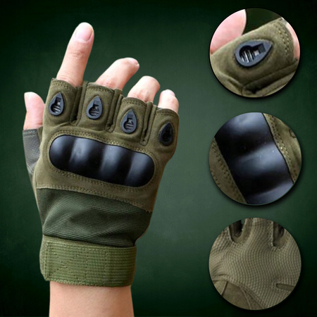 Rękawice Taktyczne Ochronne Usztywniane Ochrona kostek Bez palców r. XL