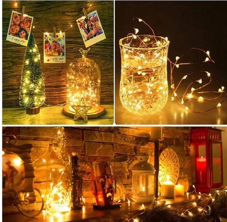 LAMPKI DRUCIKI 50 LED na baterie kolorowe drucik GIRLANDA NA STROIK RGB 5M