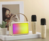 PRZENOSNY GŁOŚNIK BLUETOOH KARAOKE + 2 MIKOROFONY PANEL LED PODŚWIETLENIE