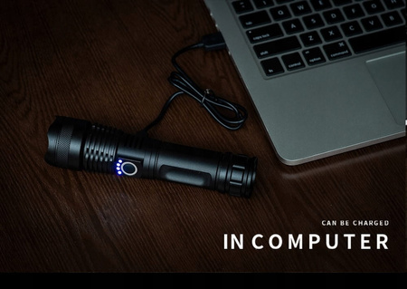 MOCNA LATARKA WOJSKOWA CREE XHP50 ZOOM ZASIĘG 2 KM