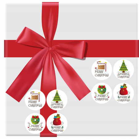 Naklejki Świąteczne Samoprzylepne na Prezenty Święta Ozdoby Mikołaj 500szt