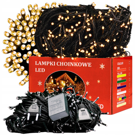 LAMPKI CHOINKOWE 100LED BIAŁE CIEPŁE FLASH WEWNĘTRZNE 9m 8 funkcji