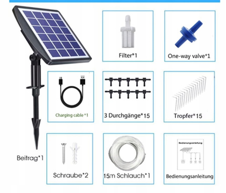 SOLARNY SYSTEM NAWADNIANIA ROŚLIN WARZYW AUTOMATYCZNY 15M OGRODU STEROWNIK