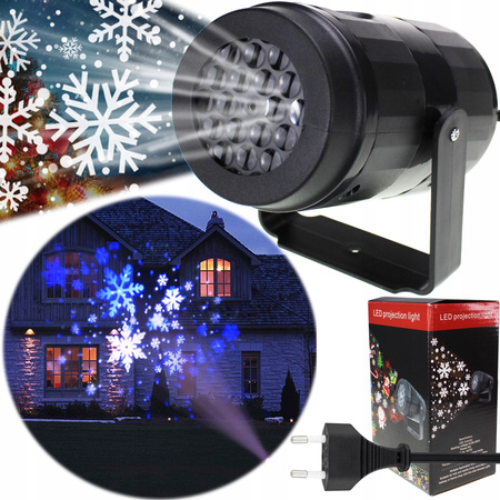 PRJEKTOR ŚWIĄTECZNY RZUTNIK LASEROWY LED NA DOM ŚNIEŻYNKI RGB WZORY