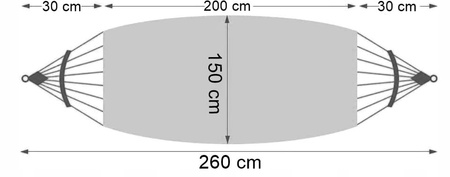 WIELKI HAMAK DWUOSOBOWY XXXL 260X150CM + PAŁĄK + LINKI WYGODNY KREMOWY