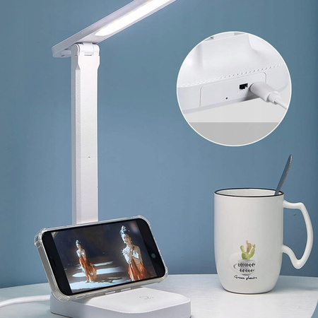 LAMPKA BIURKOWA LED Z AKUMULATOREM SZKOLNA NA BIURKO DTYKOWA KREŚLARSKA USB
