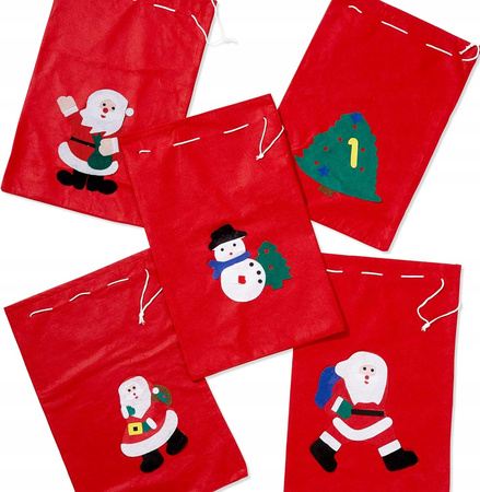 WOREK NA PREZENTY ŚWIĘTY MIKOŁAJ TORBY FILCOWE CZERWONE DUŻE XXL SZNUREK