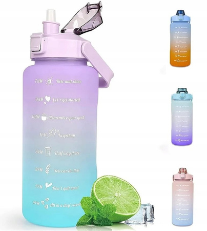 BIDON NA WODĘ SPORTOWY BUTELKA SPORTOWA 2L ZE SŁOMKĄ TRITAN motywacyjna