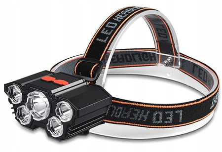 LATARKA CZOŁOWA WODOODPORNA LED USB na AKUMULATOR