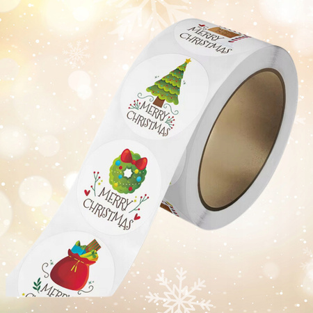 Naklejki Świąteczne Samoprzylepne na Prezenty Święta Ozdoby Mikołaj 500szt