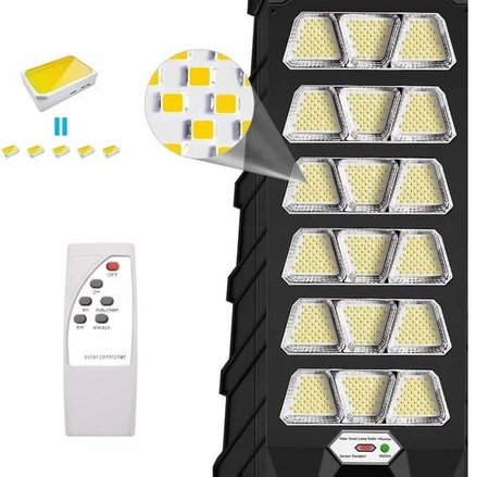 LAMPA SOLARNA LED ULICZNA ZEWNĘTRZNA MOCNA 1500W LATARNIA OGRODOWA 900LED