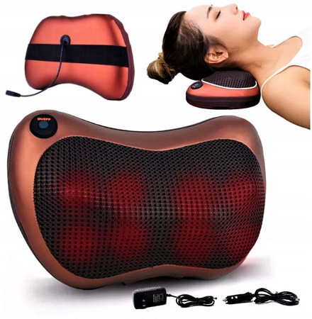 PODUSZKA MASUJĄCA PILOW SHIATSU Z OBROTOWYMI GŁOWICAMI MASAZER KARKU GŁOWY