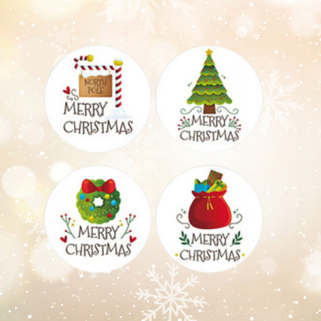 Naklejki Świąteczne Samoprzylepne na Prezenty Święta Ozdoby Mikołaj 500szt