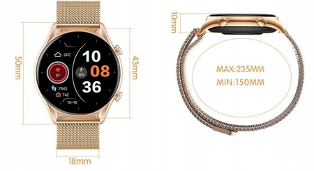 smartwatch DAMSKI IP68 NA BRANSOLECIE ELEGANCKI WODOODPORNY ZEGAREK PREZENT