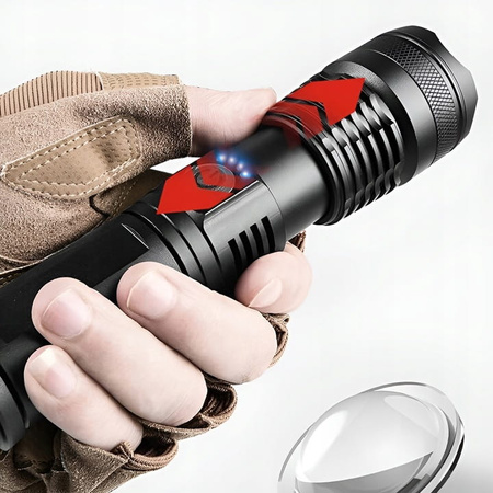 NAJMOCNIEJSZA LATARKA LED WĘDKARSKA ZOOM 5000LM XHP50 taktyczna wojskowa