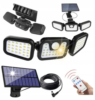 LAMPA SOLARNA OGRODOWA Z ODDZIELNYM PANELEM CZUJNIKAMI MOCNA 200W