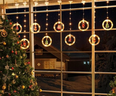 ZEWNĘTRZNA GIRLANDA KURTYNA Z FIGURKAMI DŁUGA 3m NA BALKON OKNO świąteczna