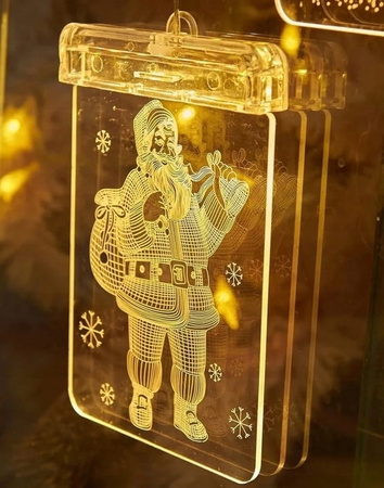WITRAŻ led ŚWIĄTECZNY 3d na okno ozdoba lampki świąteczne Mikołaj OZDOBA