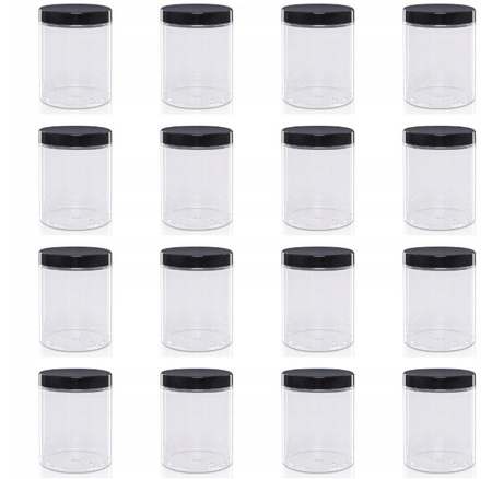 Pojemniki Na Przyprawy 100 ml 16 szt. - Słoiki Z Zakrętką Plastikowe PET