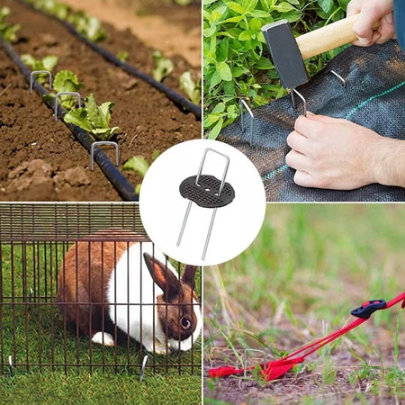 SZPILKI NIERDZEWNE STALOWE DO AGROWŁÓKNINY AGROTKANINY KOTWY 40SZT + RINGI