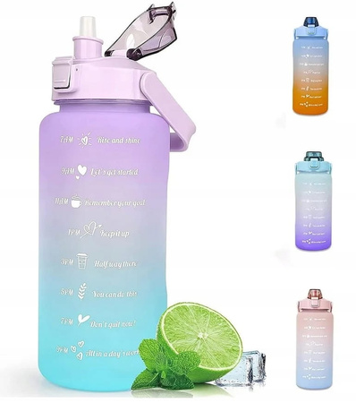 BIDON NA WODĘ SPORTOWY BUTELKA SPORTOWA 2L ZE SŁOMKĄ TRITAN motywacyjna