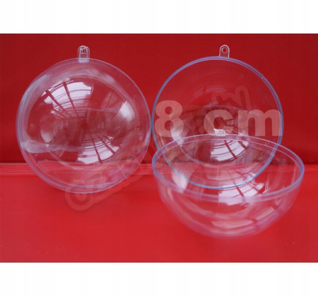 ZESTAW BOMBEK AKRYLOWYCH 10x OTWIERANE 8CM BOMBKI PRZEŹROCZYSTE